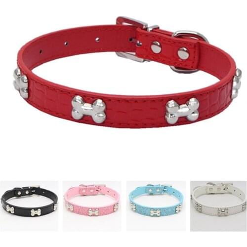Pet Collar Fashion Metal Bone Adjustable Dog Collar Cat Collar Puppy Collar