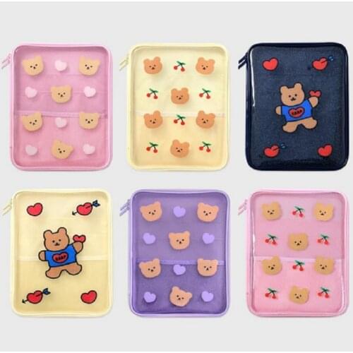 Tablet case laptop storage bag Korea cute bear ins transparent colorful shockproof 11-inch iPadPro tablet liner bag