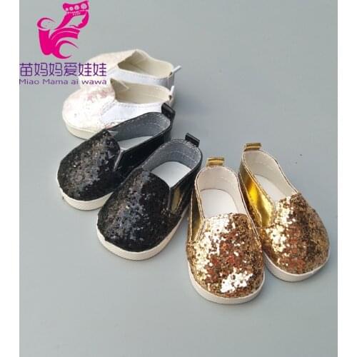 Fits 43cm Babe Born Doll Shoes Black Golden Color 18 Inch Girl Doll Casual Sneacker Shoes Toys Shoes Dropshipping