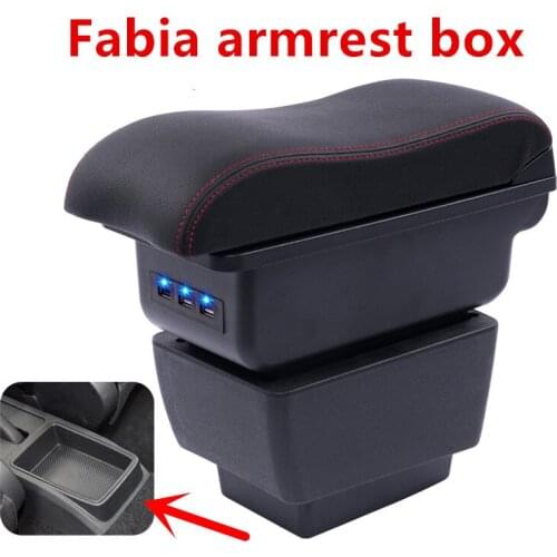 For New Fabia armrest box central Store content Storage skoda Fabia 3 armrest box with cup holder ashtray USB 2015-2017