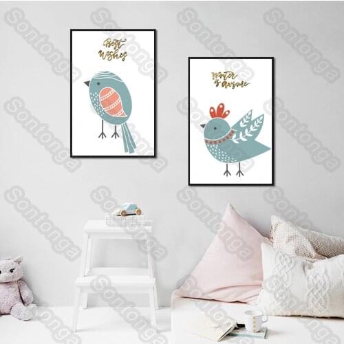 Bedside Painting Bird Creative Painting Nordic Style 3D Stereo Wall Stickers Bedroom Dormitory Background Self-Adhesive Wall