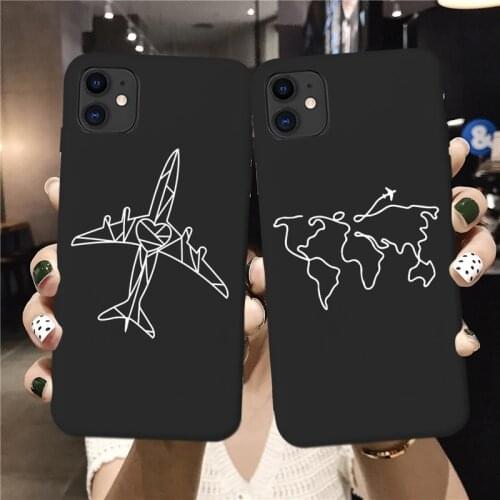 Luxury World Map Travel airplane phone Case For iPhone 12 11 Pro max XR XS Max X 6s 7 8 Plus Case SE2020 Silicone Soft TPU Cover