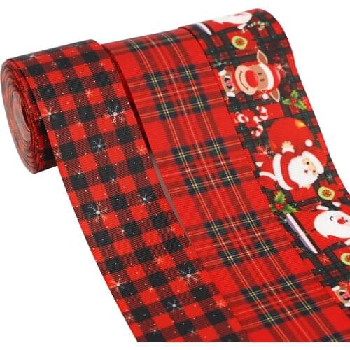 16mm-75mm Christmas Ribbon Grosgrain Ribbon For DIY Handmade Bow Wedding Accessories DIY Material 50Yards