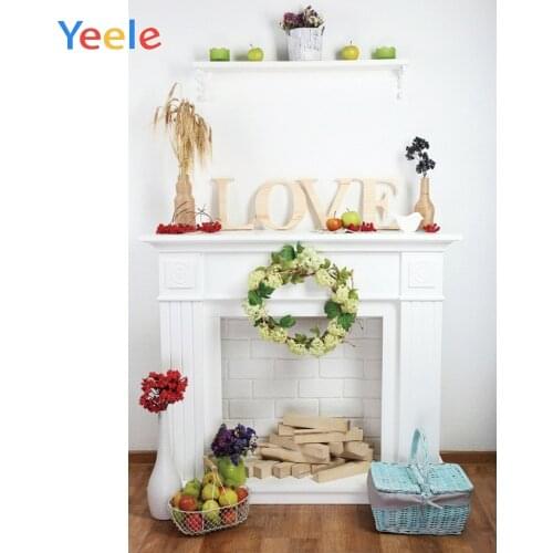 Christmas Fireplace Brick Wall Wreath Fruit Home Decoration Backdrop Photography Custom Photographic Background For Photo Studio