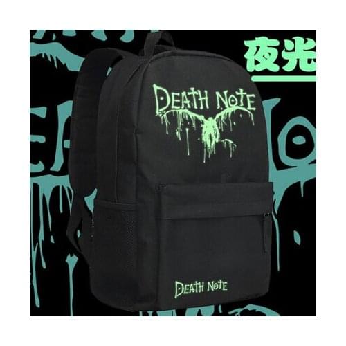 Death Note Cosplay kylinzhang Yagami Light Black Cartoon Anime Backpack noctilucence Oxford Schoolbag