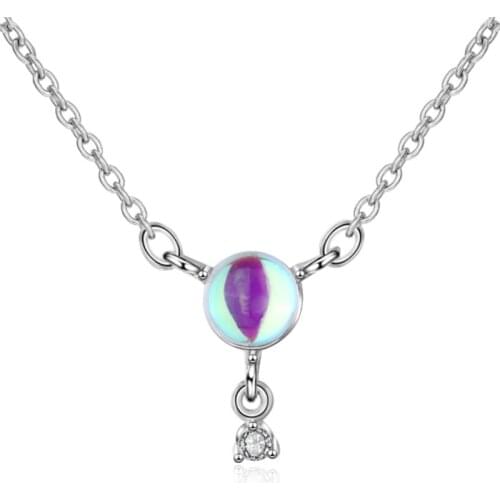 Womens personality temperament simple multicolored moonstone star short paragraph silver plated necklaces SE040