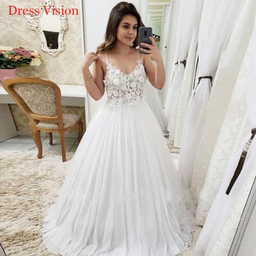 New Style Lace 3D Flowers V-neck Wedding Dresses платье Robe De Mariée Bride To Be Bride Gown Vestido De Novia