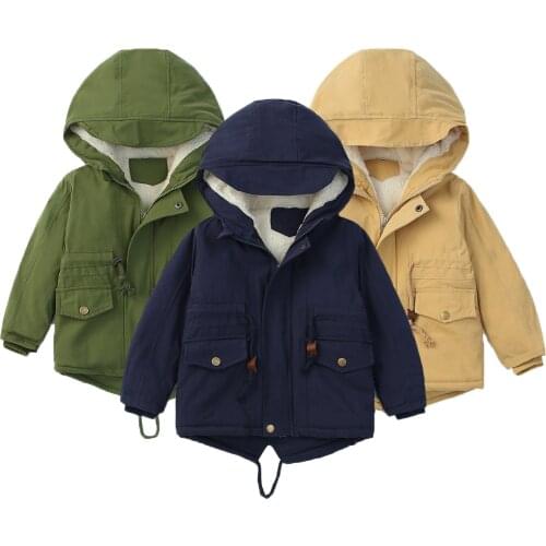 Winter Warm Plus Fleece Boys Jacket Withstand The Severe Cold Thick Hooded Outerwear Coat For Kids 6 Color 2-7 Years Old Clothes