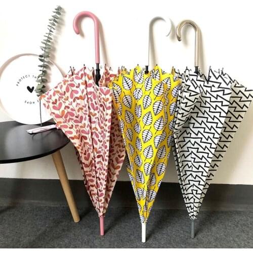 HOT Brand Rain Umbrella Printing Long Handle Umbrella Womens Half Automatic For Wind Heavy Rain Women Sun Umbrella For Travel