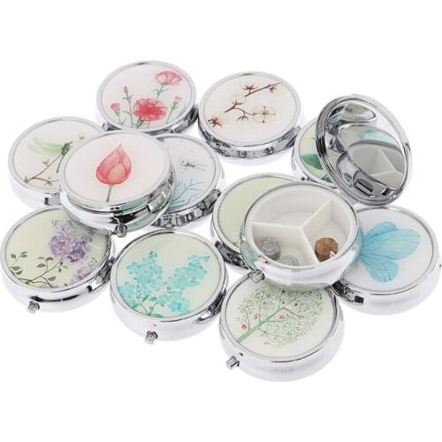 1PCS Makeup Storage Container Folding Pill Case Portable Pill Box Metal Pill Cutte Medicine Organizer