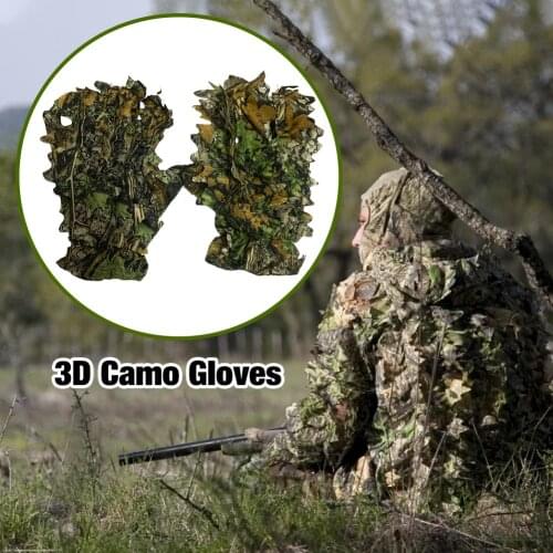 1Pair 3D Leaf Camo Gloves Full Finger For Outdoor Hunting Fishing CS Tactical Shooting Camo Gloves Unisex Cycling Mittens #CO