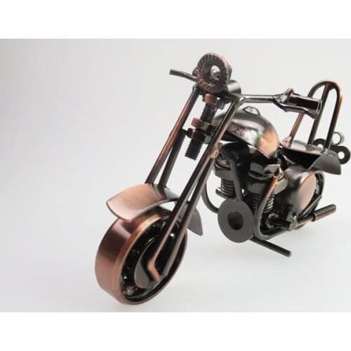 1PC 15cm Vintage Motorcycle Model Retro Motor Figurine Iron Motorbike Prop Handmade Boy Gift Kid Toy Home Office Decor MB 002