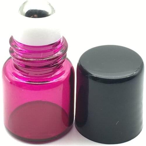 1pcs Mini 1ml Roll Glass Bottles for Essential Oil Perfume Refillable Rose-red Roller Bottle Deodorant Contain