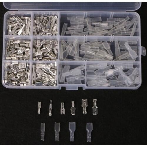 270Pcs/Set Female & Male Spade Crimp Terminals Electrical Insulating Sleeve Wire Wrap Connectors 2.8mm 4.8mm 6.3mm
