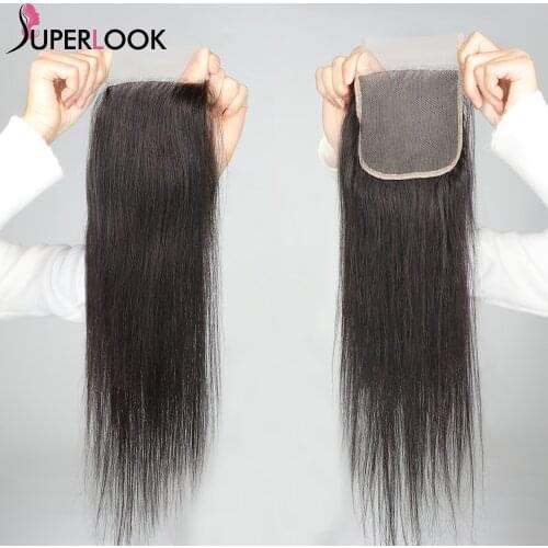13x5x2 Transparent Lace Frontal 100% Brazilian Human Hair Natural Remy Hair Line 4x4 Lace Closure Straight Pre Plucked Superlook