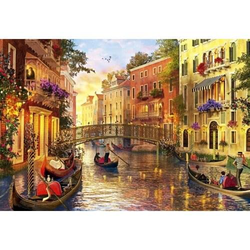 Big Venice scenery romantic sunset Art Needlework 14CT Canvas Unprinted Handmade Embroidery Cross Stitch Kits DIY Home Decor