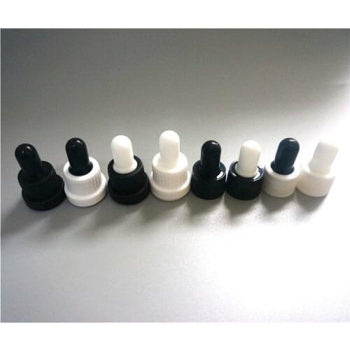 5-100ml 50-500pcs Essential Oil Bottles Cap Plastic Black/white Cover Dropper Lid Glue Head Lid Accessories 18/410 Gloss Bottle