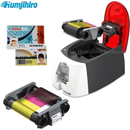 Color Desktop Card Printers Evolis Badgy100/200 Single-sided Plastic PVC ID Card Printer with one YMCKO Ribbon