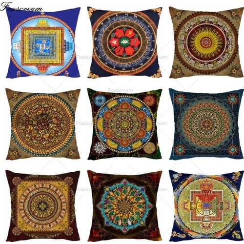 Mandala Decorative Pillows Case Bohemian Cushion Cover Bohemia Meditation Cushion Cover Home Decor Boho Velvet Throw Pillows