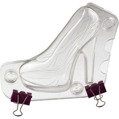 Chocolate Mold 3d Ladies High Heels Transparent Plastic Cake Decorating Mold Fondant Chocolate Jelly With 3 clips LBS