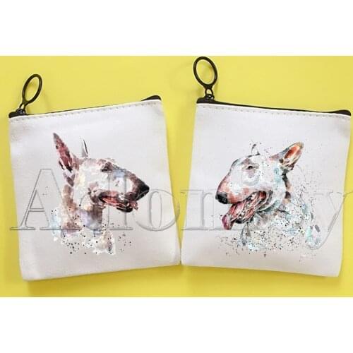 Bull Terrier Canvas Bag Pure White Bag, Zipper Bag Coin Bag Coin Bag Clutch Bag
