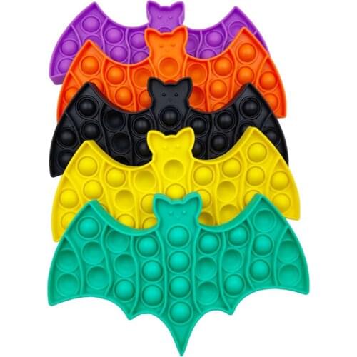 Halloween Fidget Toys Colorful Bat Shape Push Bubble Sensory Toy For Adult Kids Funny Anti-stress Fidget Reliver Stress Toy