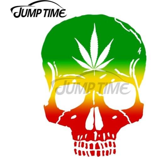 JumpTime 13 x 6.5 cm Weed Skull Skeleton PersonAlity Car Sticker Surfboard Truck Decal Sunscreen Occlusion Scratch Car Styling