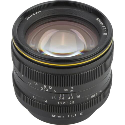 Kamlan 50mm f1.1 II APS-C Large Aperture Manual Focus Lens for Canon M Sony E Fuji X M43 Mirrorless Cameras Lente para celular