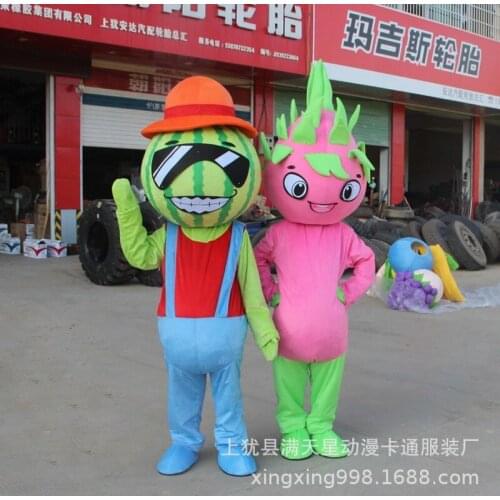 Plant Fruit Vegetable Mascot Costume Halloween Cosplay Cartoon Doll Performance Costume Dragon Fruit Grape Blueberry