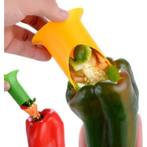 Creative 2Pcs/set Pepper Chili Bell Core Seed Remover Green Pepper Chilli Cutter Corer Slicer Fruit Peeler Kitchen Tool