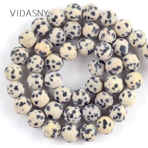 Natural Dull Polished Dalmation Jaspers Beads For Jewelry Making 4 6 8 10 12mm Matte Round Beads Diy Bracelet Necklace 15