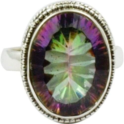 Lovegem Genuine Mystic Topaz 925 Sterling Silver,Size :6.75, AR3424