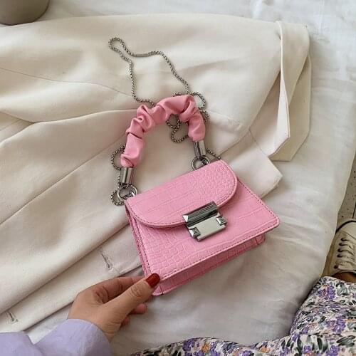 Fashion Chain Mini PU Leather Hand Bags For Women 2022 Summer New Solid Color Wild Crossbody Shoulder Bags Female Small Handbag