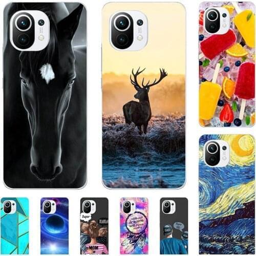Fashion Bumper Cute Case For Xiaomi Mi 11 Lite 11 Youth M2101K9AG Mi 11 Pro Case Soft Silicone Cat Horse Flower Cover Shell