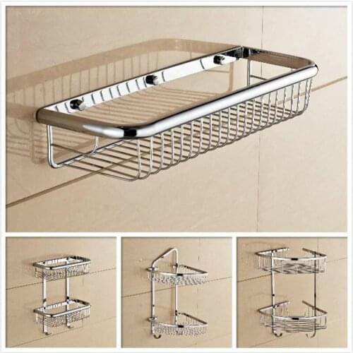 Wall Mounted chrome Bathroom Soap Dish Brass Bath Shower Shelf New Arrivals Bath Shampoo Holder Basket Holder building material
