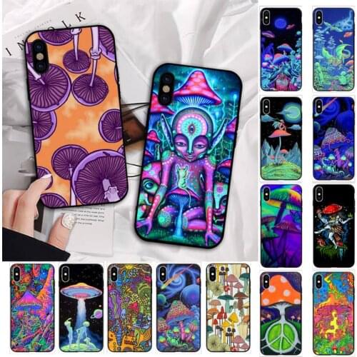 LVTLV Weird Trippy Mushroom Psychedelic Art Phone Case for iPhone 11 12 pro XS MAX 8 7 6 6S Plus X 5S SE 2020 XR cover