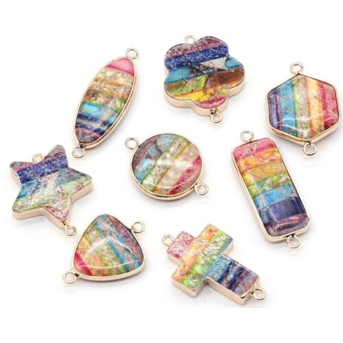 New Fashion Chakra Emperor Stone Charms Pendant Connector for Jewelry Making DIY Bracelet Necklace Accessories Gift Wholesale