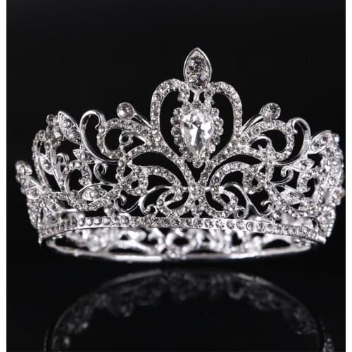 Full Circle Crystal Rhinestone Tiara Crowns Hair Band Headpiece Silver Color Diadem Hair Jewelry Wedding Bridal Accessories SL