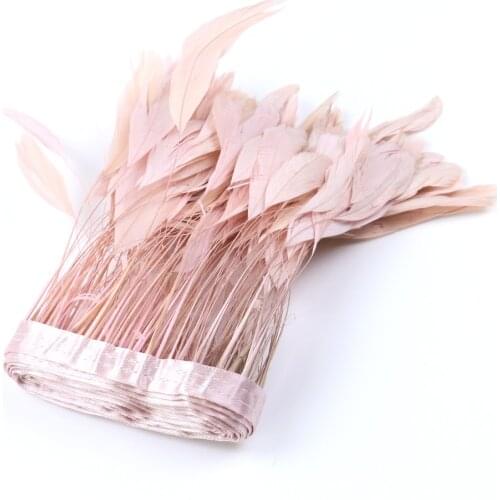 Leather pink Rooster Chicken Feather Trim Trimming 10-15cm Natural Pheasant Feather Ribbon Fringe Wedding Carnival Dress Decor