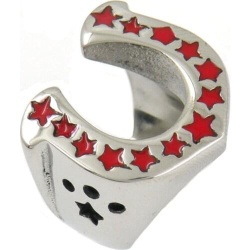 FANSSTEEL Stainless Steel Jewelry U Shape Journey Star Lucky Horseshoe Medallion Ring FSR07W65