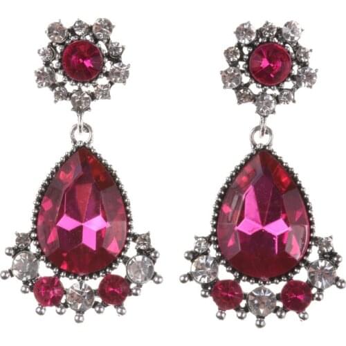 BK Waterdrop Dangle Earrings White Crystal Multi-color Acrylic Stone Jewel Ear Hanging Stud Woman Fashion Jewelry