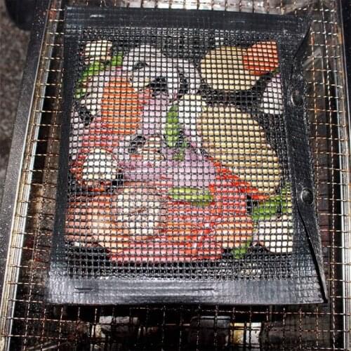 BBQ Grill Mesh Bag Reusable Mesh Grilling Bag PTFE Nonstick BBQ Grill Mat Oven Smoker Baking Grilling Mat BBQ Grill Accessories