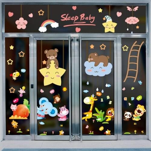 [SHIJUEHEZI] Animals Carrot Wall Stickers DIY Cartoon Clouds Stars Mural Decals for Kids Room Baby Bedroom Home Decoration