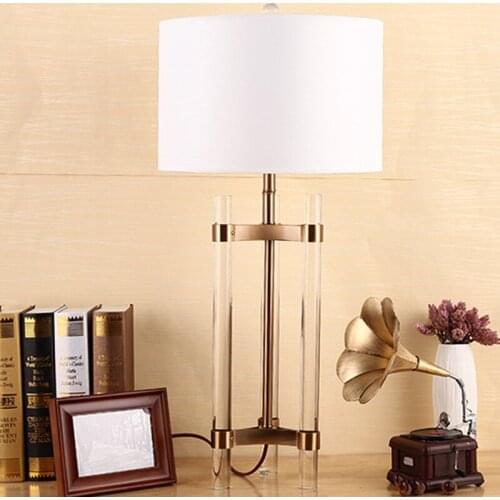 Modern American Crystal Fashion Simple Table Lamp Living Room Hotel Guest Room Bedside Table Lamp Cottagecore Lamp Shade