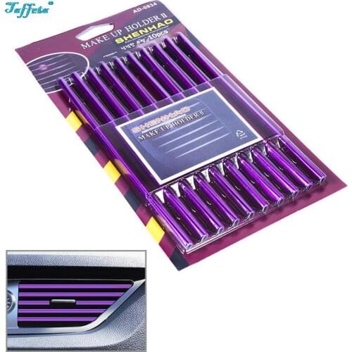 10pcs/set Universal Car Decoration U-shaped Air Conditioning Duct Blade Clip Interior Modified Bright Strip (Purple)