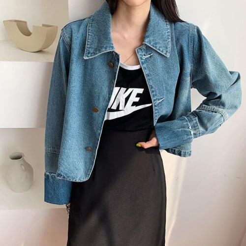 GUUZYUVIZ Autumn Winter Blue Denim Jacket Women Casual Patchwork Chaqueta Demin Mezclilla Remache