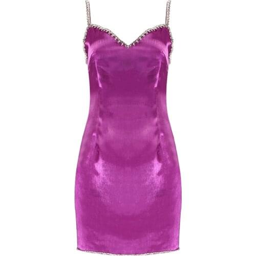 Sexy Women Dress 2021 New Autumn Party Evening Spaghetti Strap Bodycon Dresses Elegant Beading Clothing