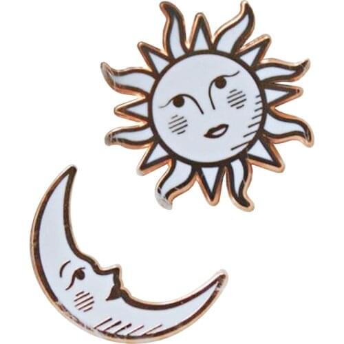 Sun and Moon Hard Enamel Pin Set