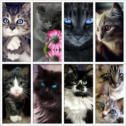 Animal DIY Diamond Painting Cross Stitch Needlework cute Cat Diamond Painting Full Square Diamond Embroidery Mosiac Decor AF137