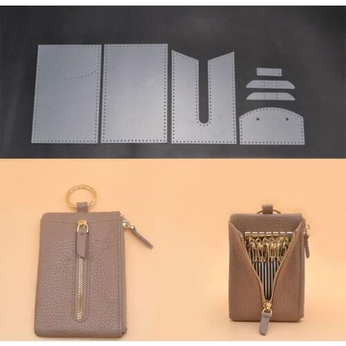 1 Set PVC Stencil Template DIY Key Ring Zipper Bag Sewing Pattern Handmade Leather Craft Tool Set 11.8x7.8cm